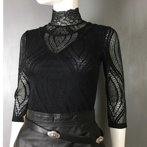 FREE PEOPLE Monaco Lace High Neck Blouse